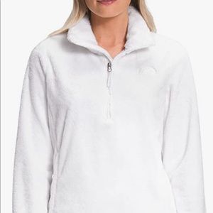 White north face fuzzy quarter zip
